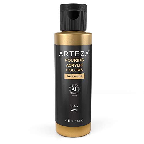 Arteza Pouring Acrylic Paint, Metallic, 4oz Bottles - Set of 4