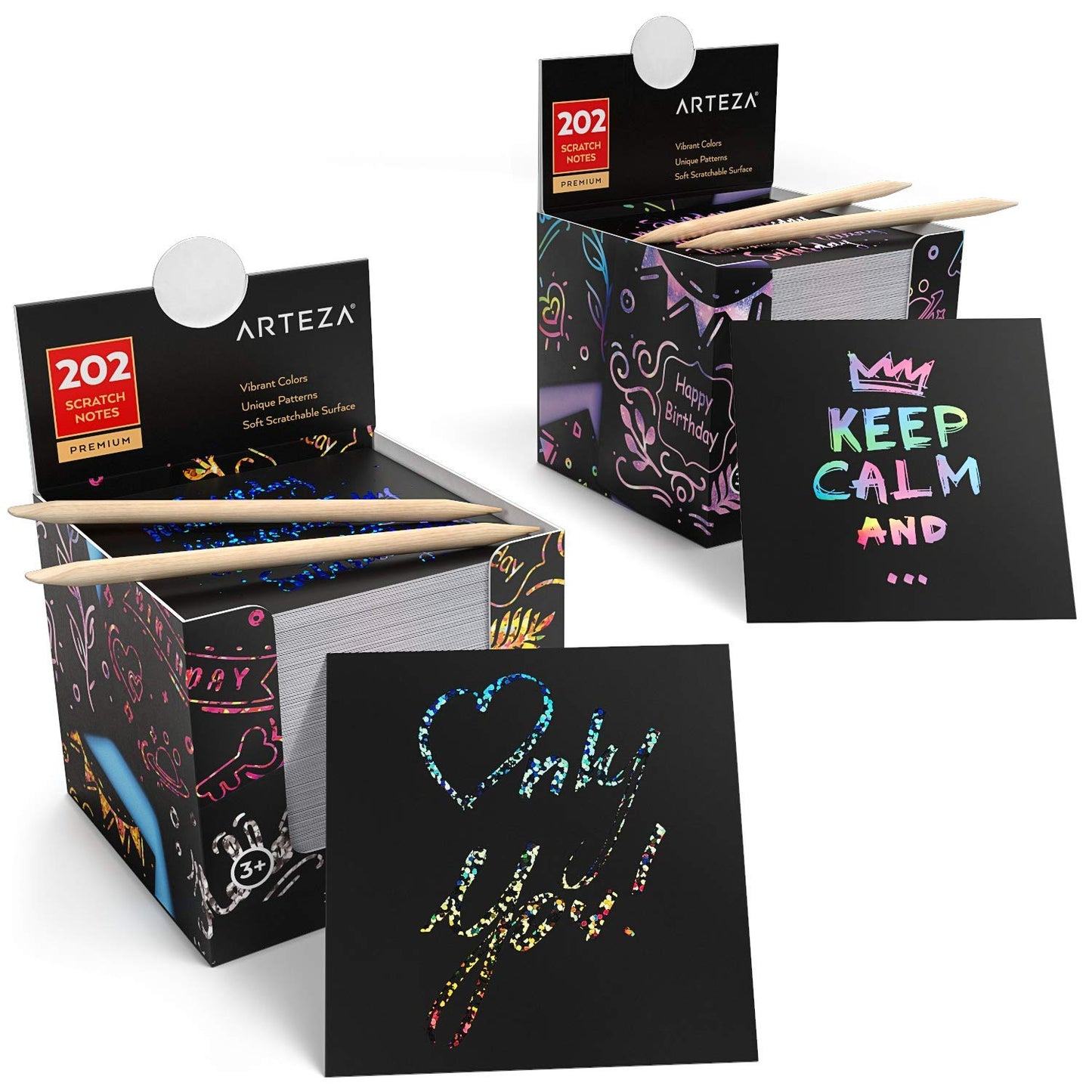 Arteza Scratch Paper Notes, Rainbow & Holographic - Set of 404