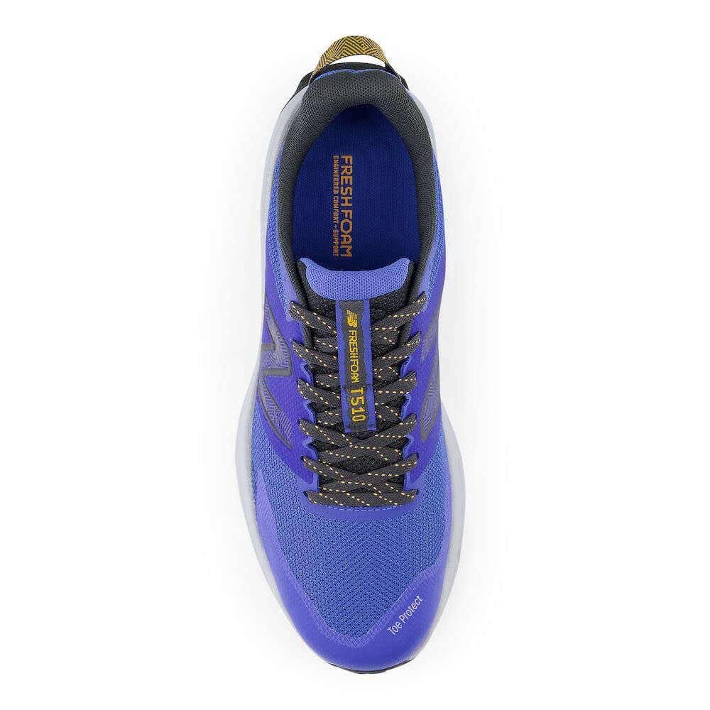 New Balance Men's Fresh Foam 510 V6 Trail Running Shoe, Bright Lapis/Blacktop/Hot Marigold, 14