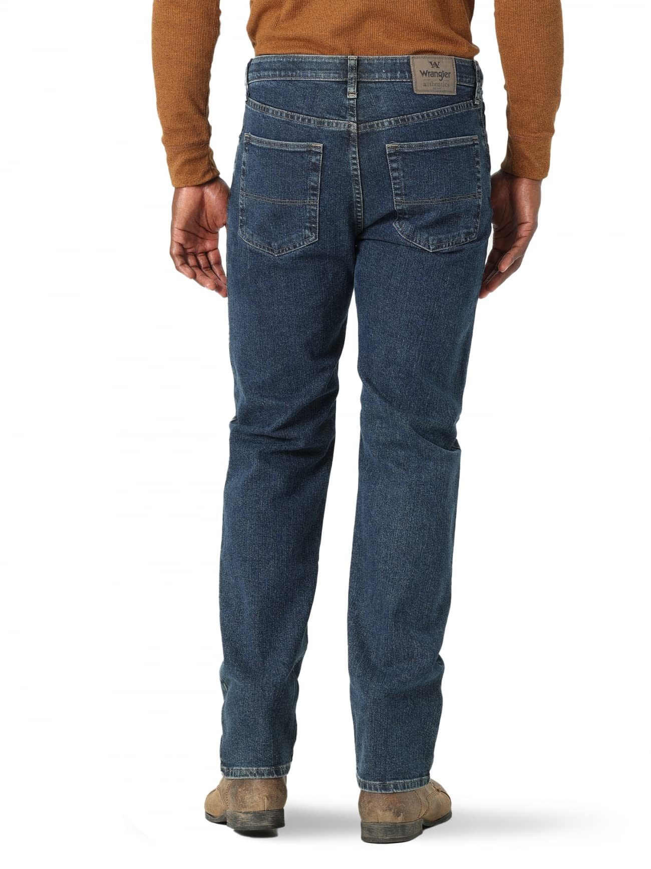 Wrangler Authentics Men's Regular Fit Comfort Flex Waist Jean, Dark Stonewash, 33W x 32L