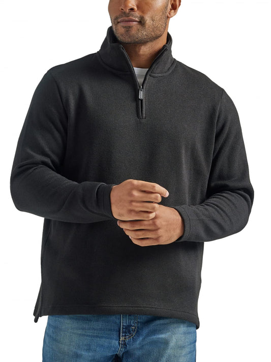 Wrangler Authentics Men's Long Sleeve Fleece Quarter-Zip, Caviar, X-Large