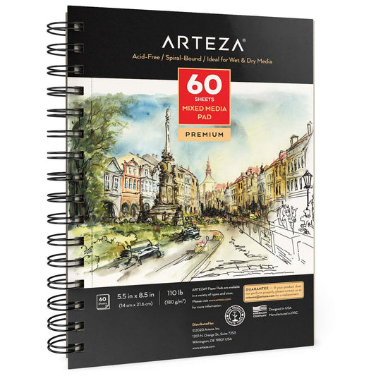 Arteza Mixed Media Pad, 5.5" x 8.5", 60 Sheets