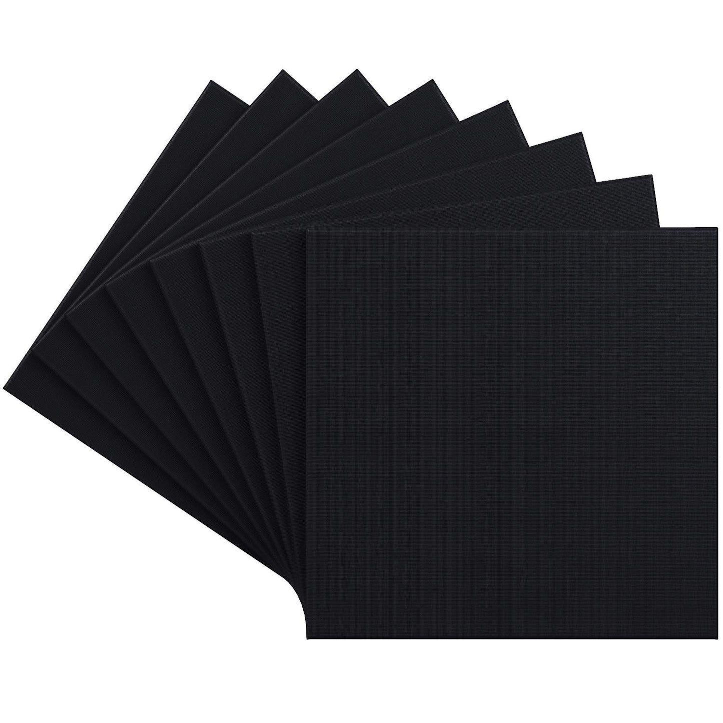 Arteza Classic Stretched Canvas, Black, 12" x 12" - Pack of 8