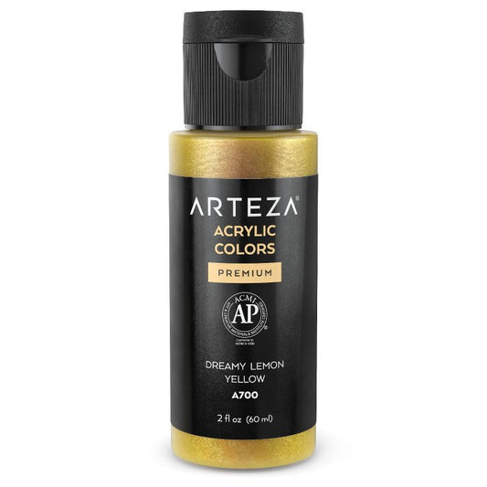 Arteza Iridescent Acrylic Paint, 2oz Bottle - Y8 Dreamy Lemon Yellow