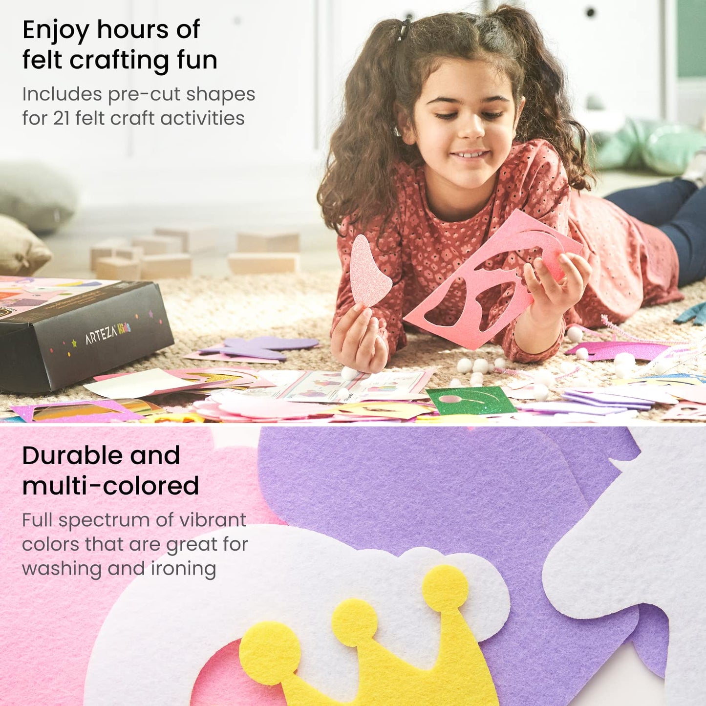 Arteza Kids Felt Craft Kit, Glitter & Glitz