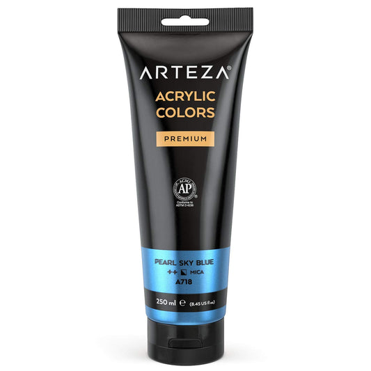 Arteza Metallic Acrylic Paint, 8.45 fl oz Tube - Pearl Sky Blue A224