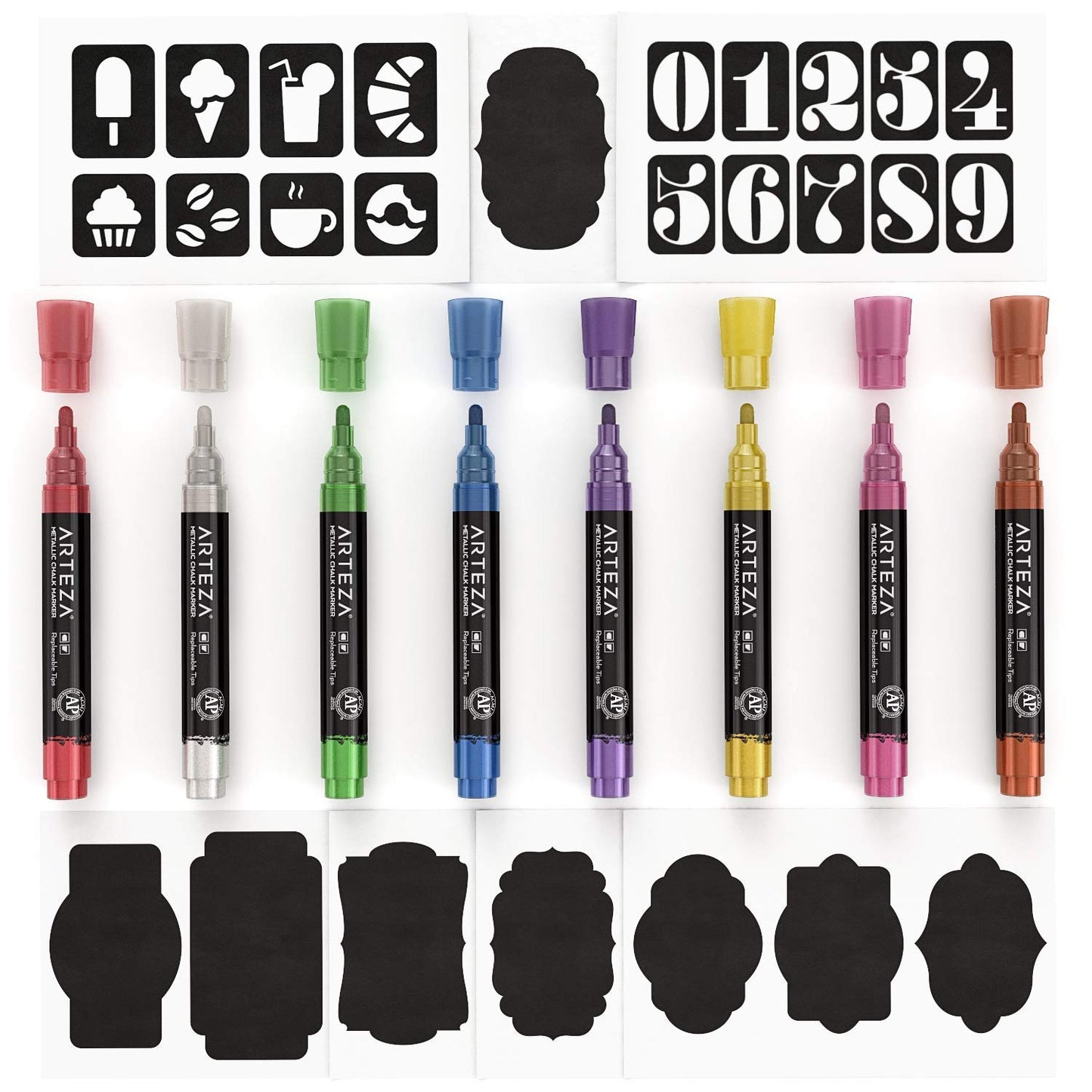 Arteza Liquid Chalk Markers, Metallic - Set of 8