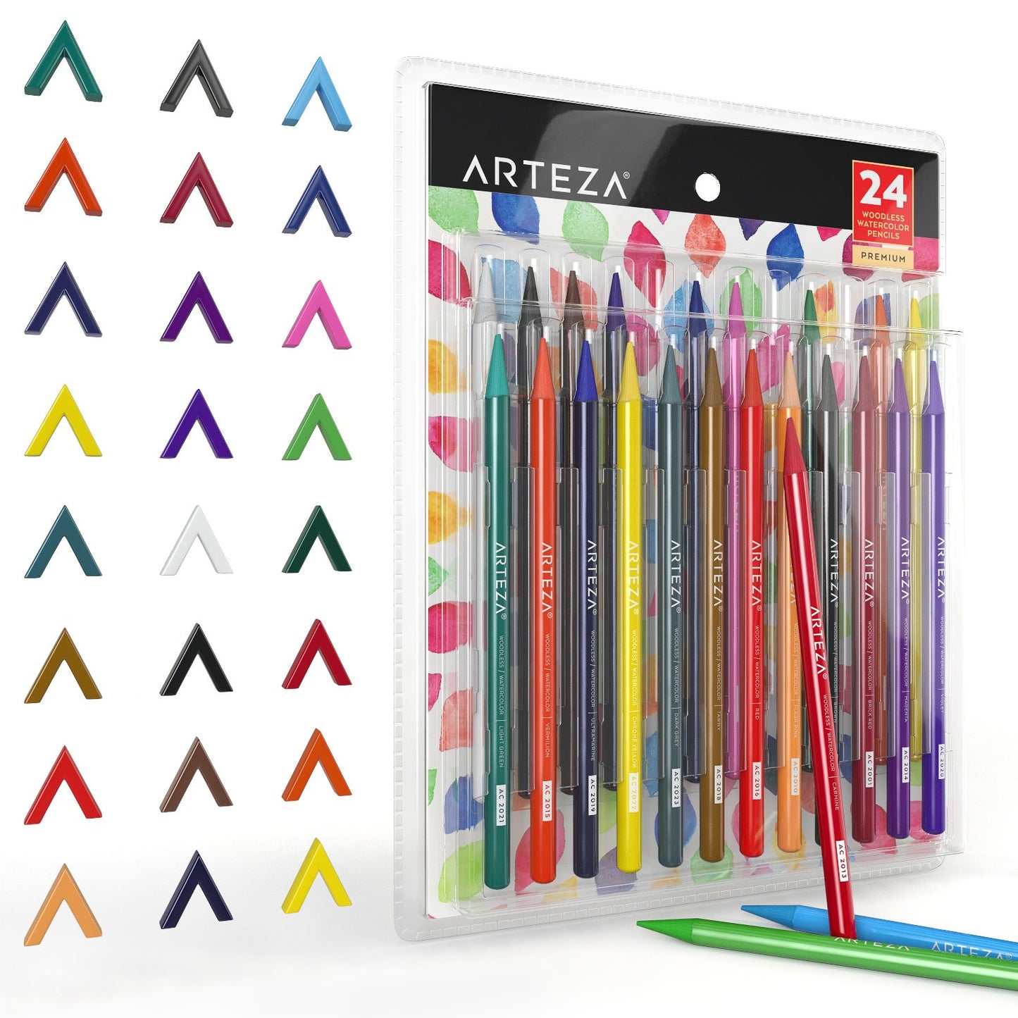 Arteza Woodless Watercolor Pencils - Set of 24