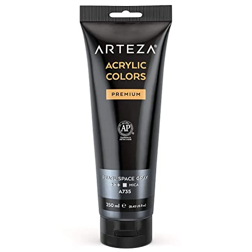 Arteza Metallic Acrylic Paint, 8.45 fl oz Tube - Pearl Space Gray A204