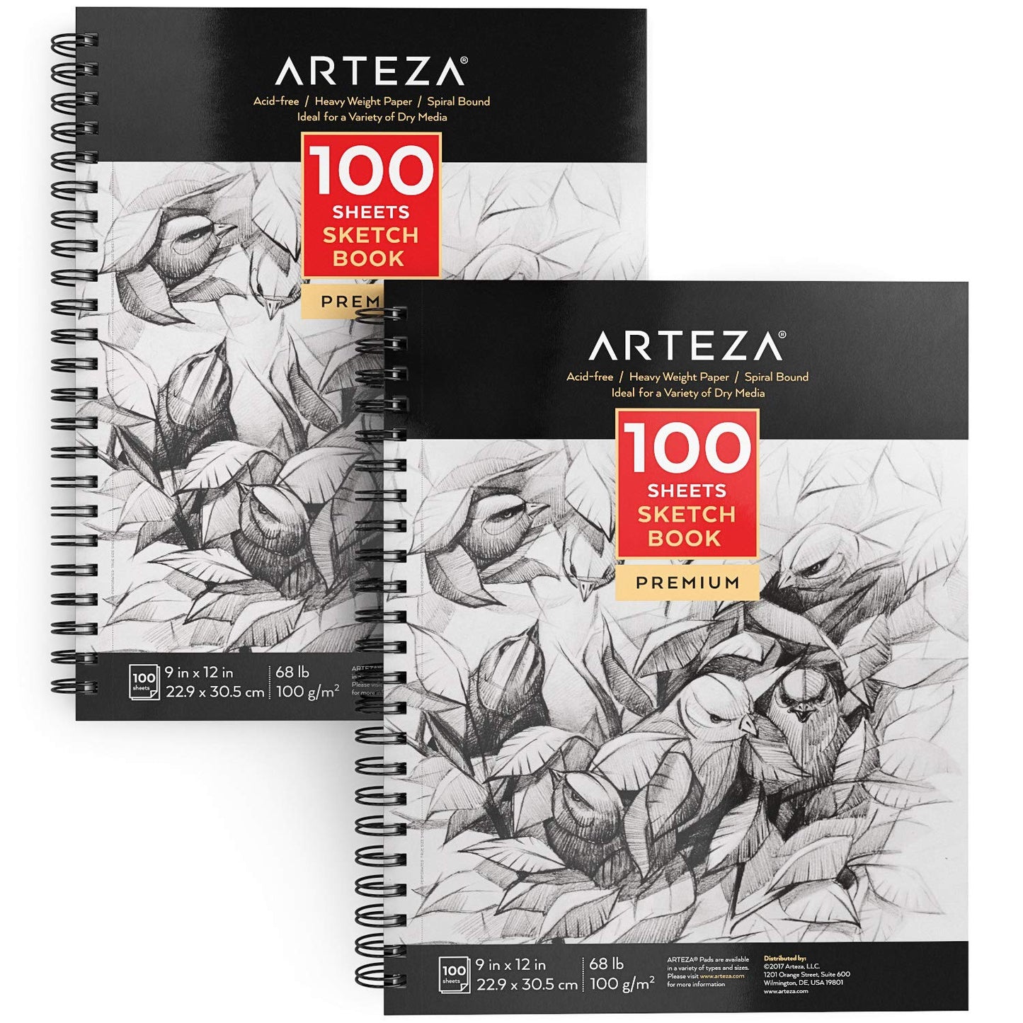 Arteza Sketchbook, 9" x 12", 100 Sheets - Pack of 2