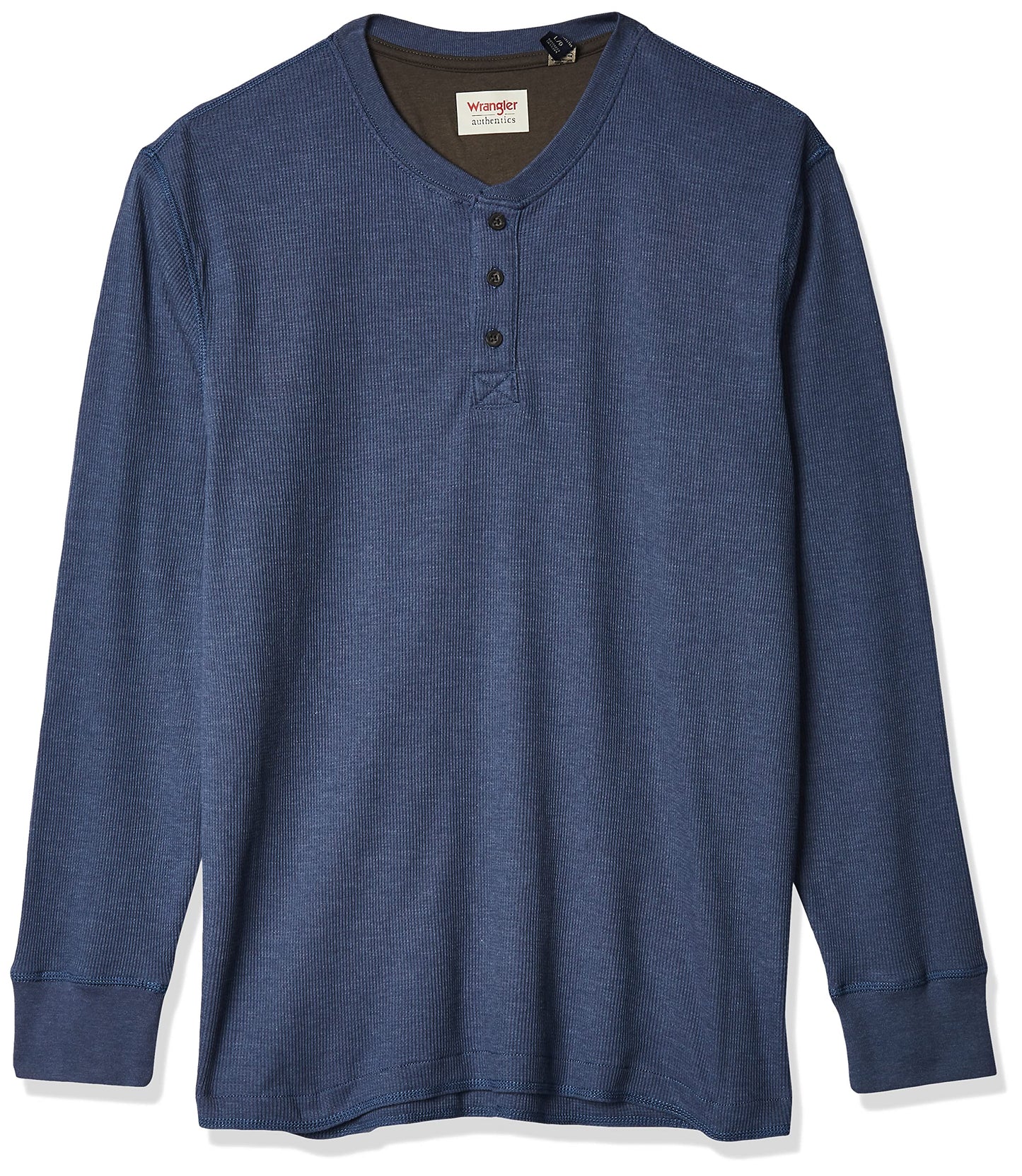 Wrangler Authentics Men's Long Sleeve Waffle Henley, Vintage Indigo, XX-Large