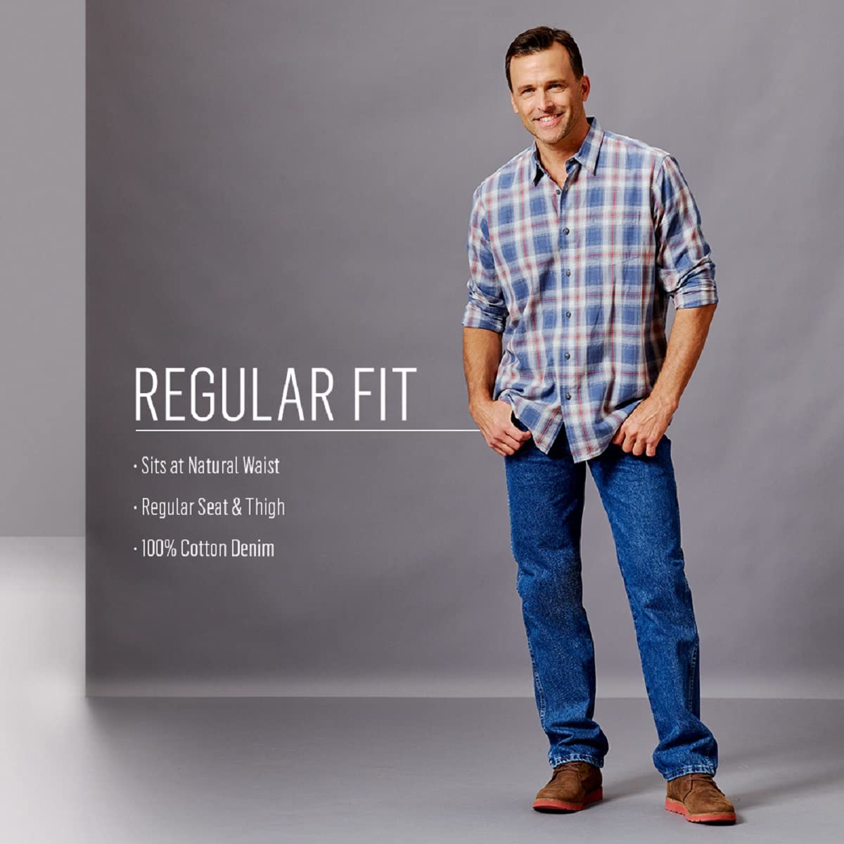 Wrangler Authentics Men's Classic 5-Pocket Regular Fit Cotton Jean, Dark Rinse, 33W x 30L