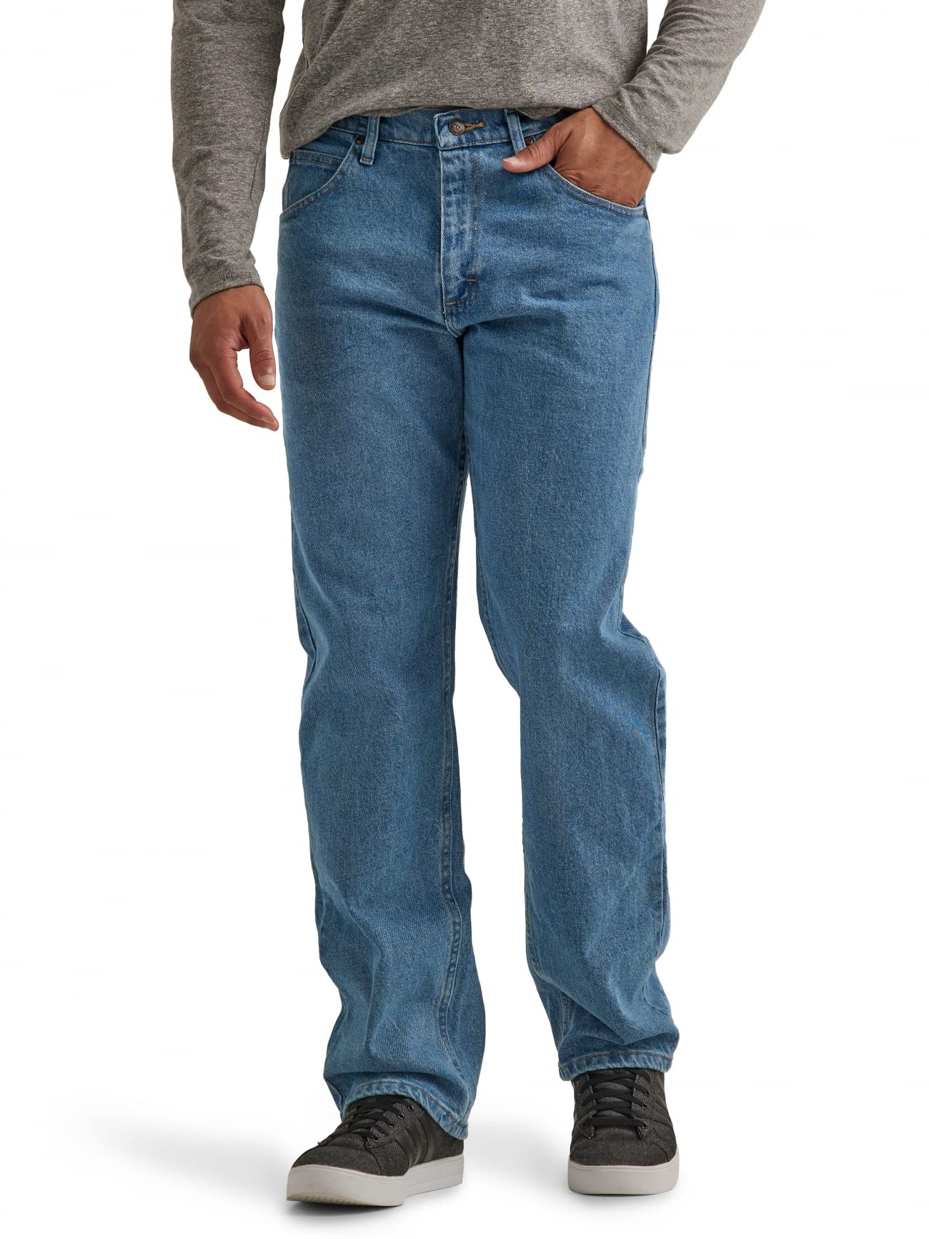 Wrangler Authentics Men's Big & Tall Classic 5-Pocket Relaxed Fit Jean, Light Stonewash Flex, 46W x 30L