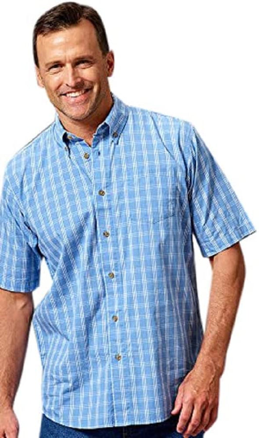 Wrangler Authentics mens Short Sleeve Classic Plaid shirt, Rivera, Small US