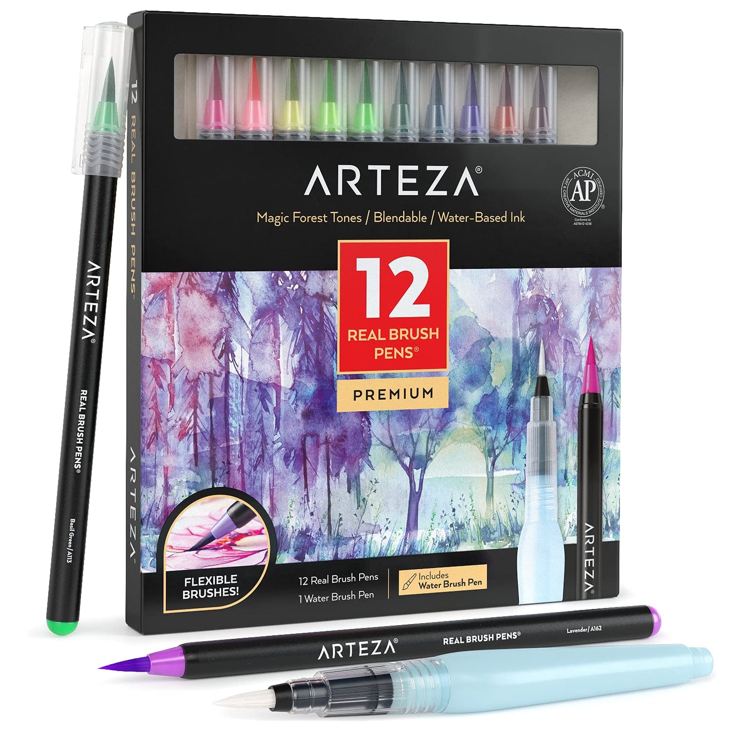 Arteza Real Brush Pens®, Magic Forest Tones - Set of 12