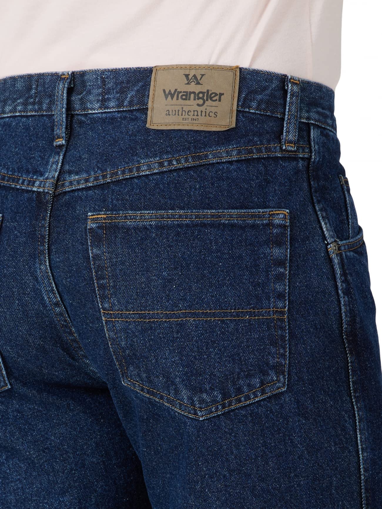 Wrangler Authentics Men's Classic 5-Pocket Regular Fit Cotton Jean, Dark Rinse, 38W x 34L