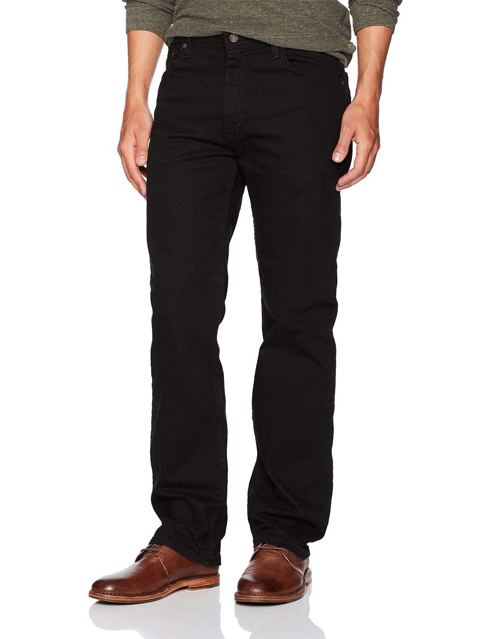 Wrangler Authentics Men's Regular Fit Comfort Flex Waist Jean, Black, 32W x 32L