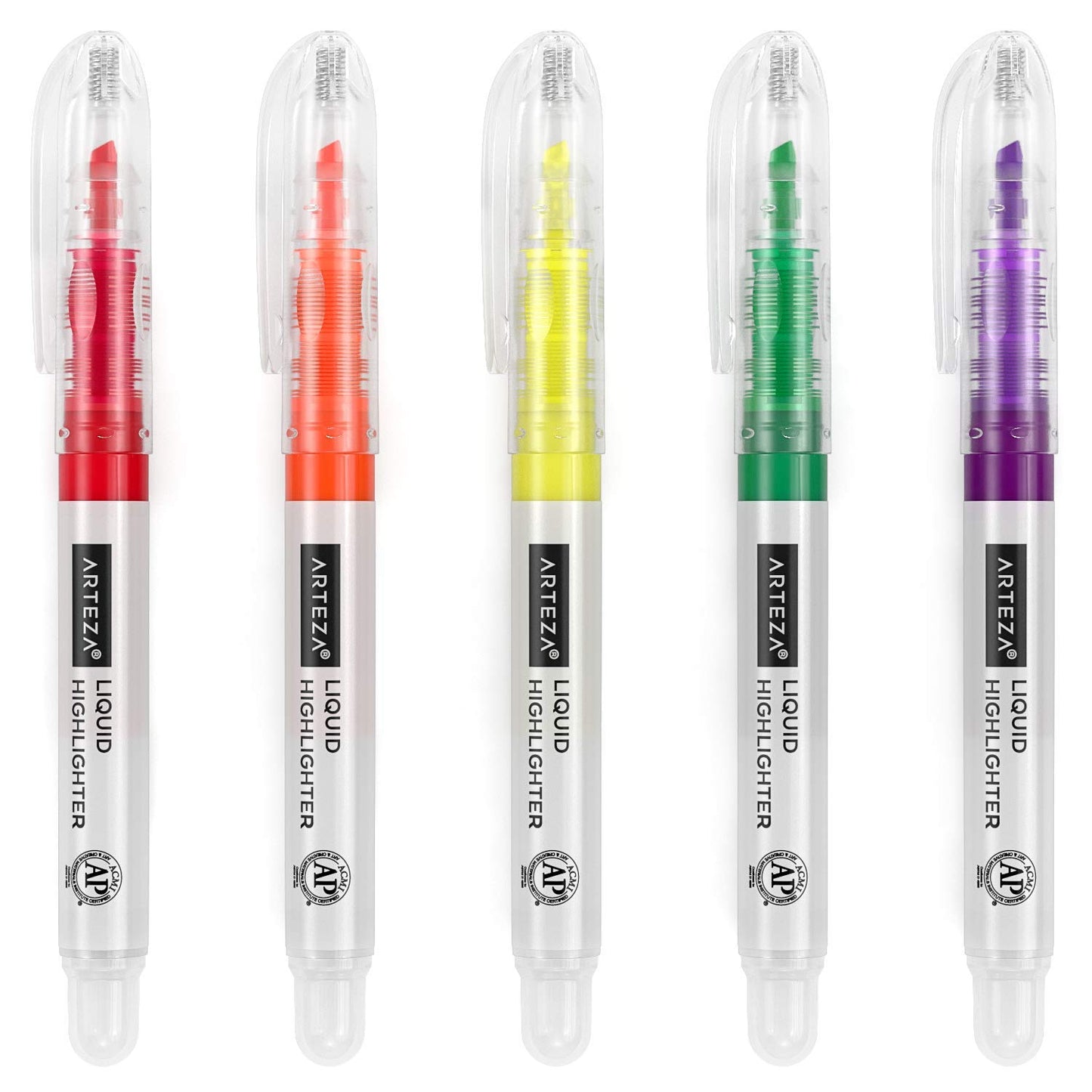 Arteza Liquid Highlighters, 5 Assorted Colors - Set of 30