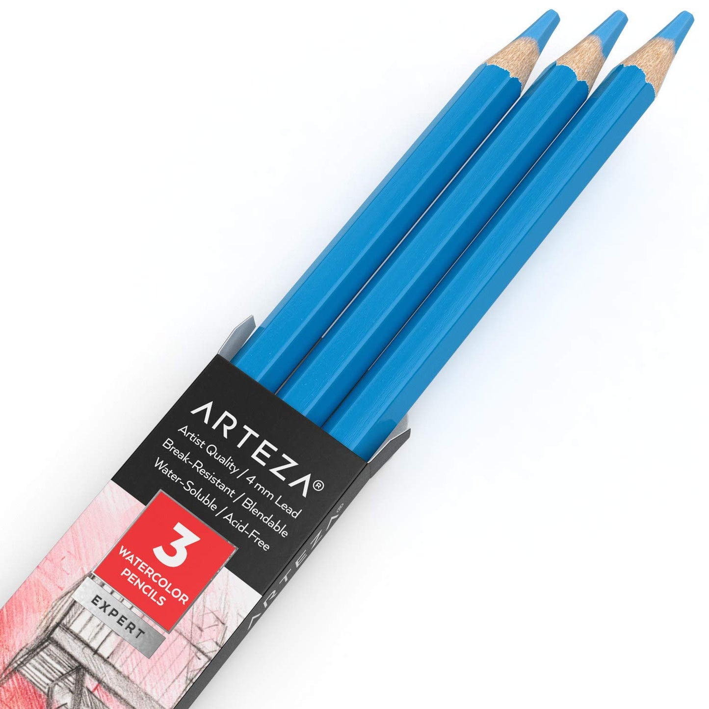 Arteza Expert Watercolor Pencil, A508 Sea Blue - 3 Pack