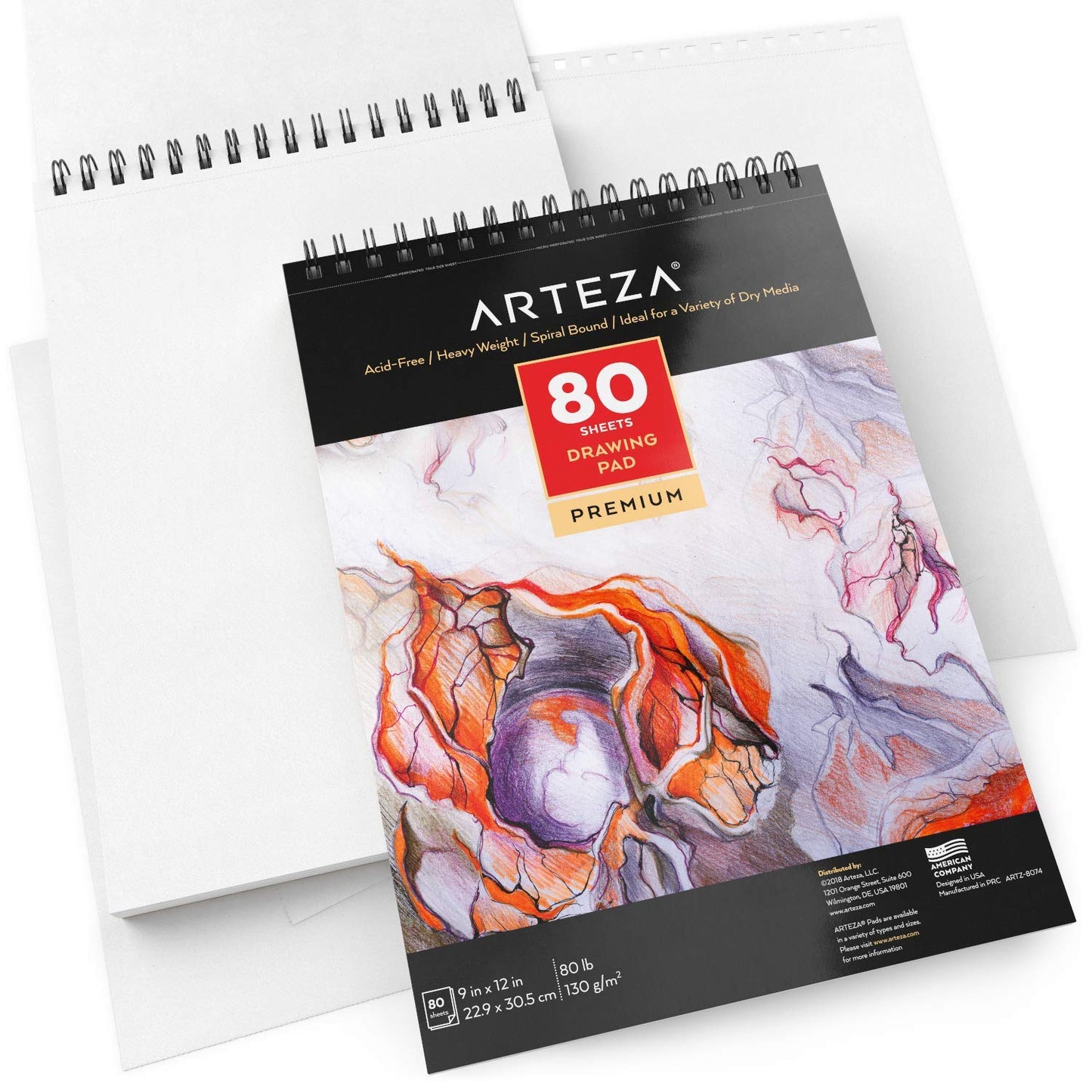 Arteza Drawing Pad, 9" x 12", 80 Sheets
