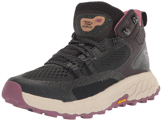 New Balance Women's Fresh Foam X Hierro V1 Mid-Cut Trail Running Shoe, Black/Raisin, 9.5