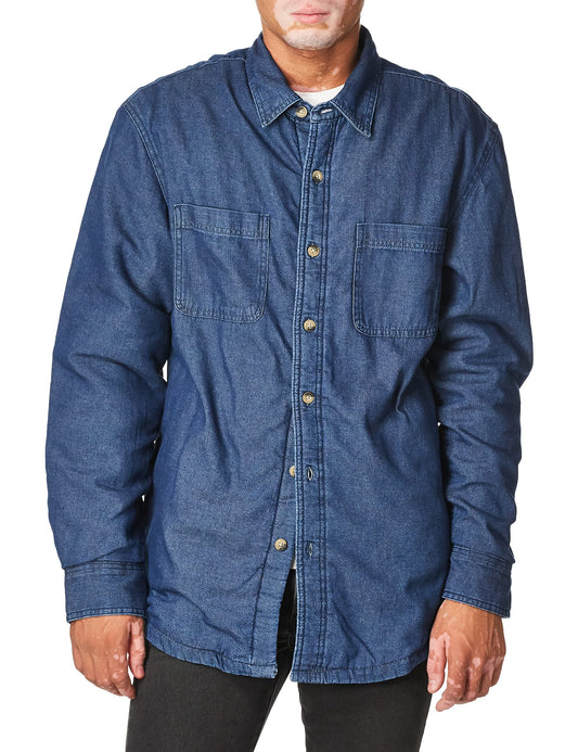 Wrangler Authentics Men's Long Sleeve Sherpa Lined Denim Shirt Jacket, Indigo, Large