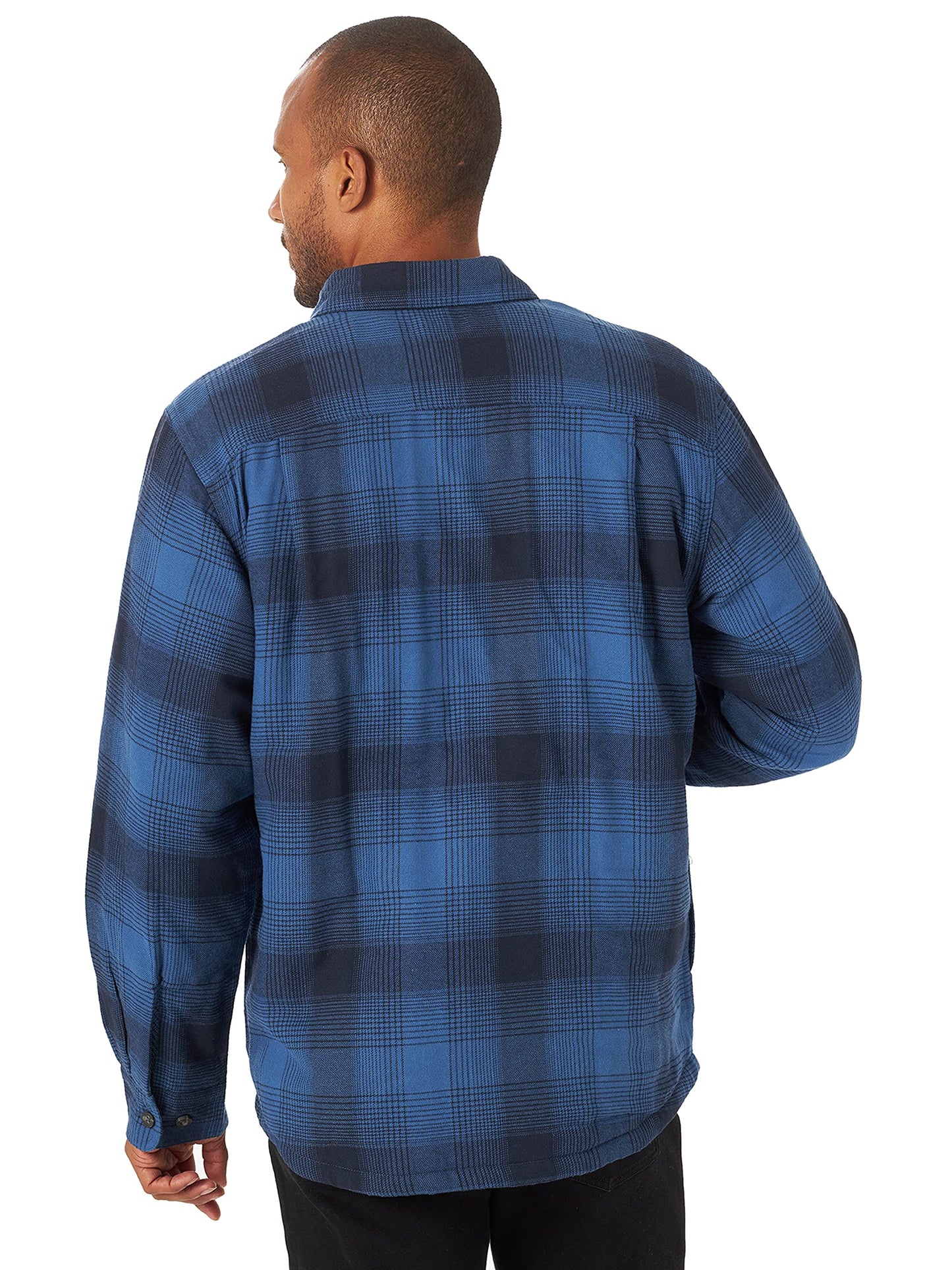 Wrangler Authentics Men's Long Sleeve Sherpa Lined Shirt Jacket, Admiral Blue, Large