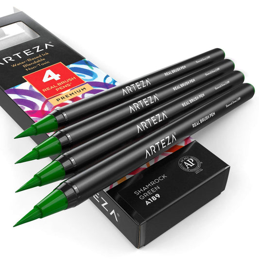 Arteza Real Brush Pens®, A189 Shamrock Green - 4 Pack