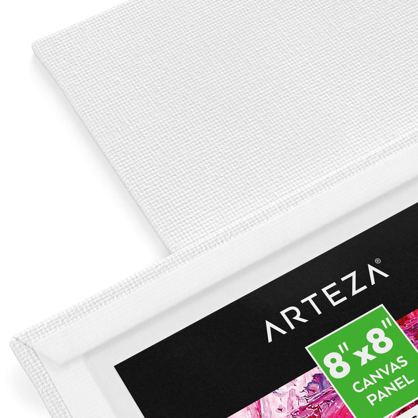 Arteza Classic Canvas Panels, 8" x 8" - 12.3 oz Gesso-Primed - Pack of 14