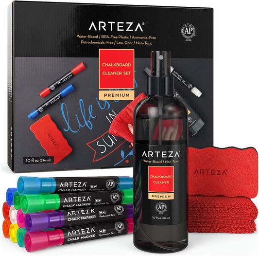 Arteza Chalkboard Cleaner Set with 12 Chalk Markers