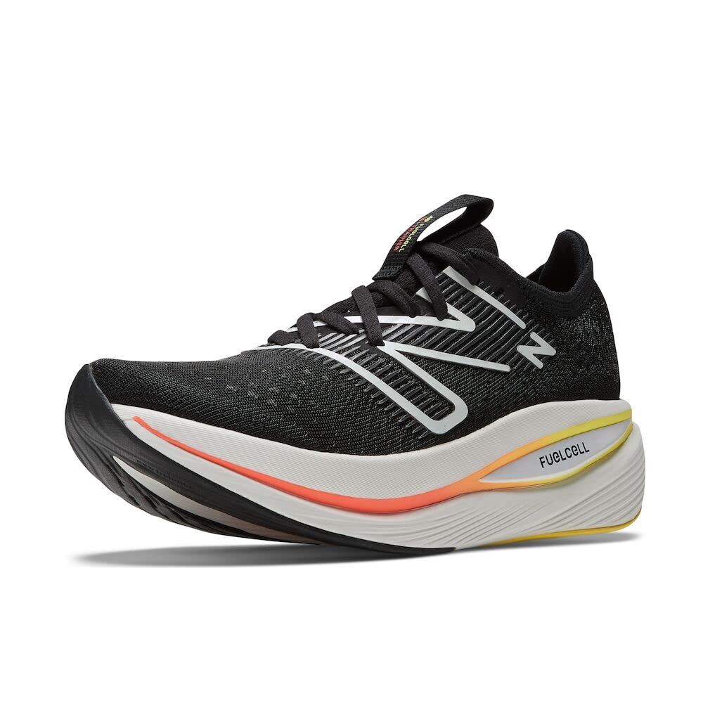 New Balance Women's FuelCell SuperComp Trainer V2 Running Shoe, Black/Black Metallic/Neon Dragonfly, 8.5