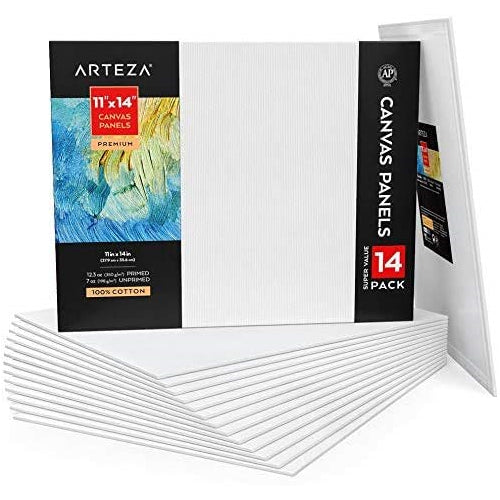 Arteza Premium Canvas Panels, 11" x 14" - Pack of 14