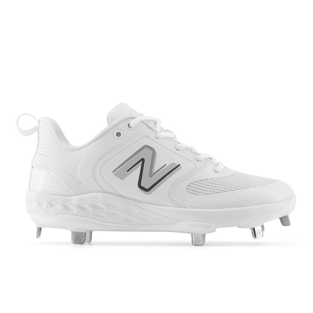 New Balance Women's Fresh Foam Velo V3 Softball Shoe, White/Rain Cloud, 5 Wide