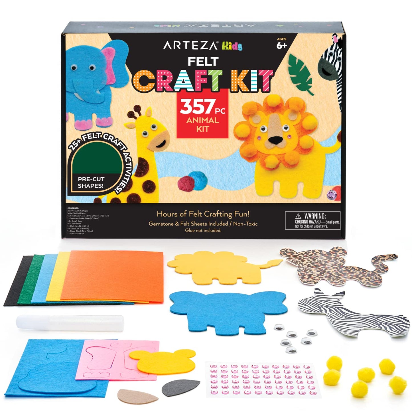 Arteza Kids Felt Craft Kit, Animals