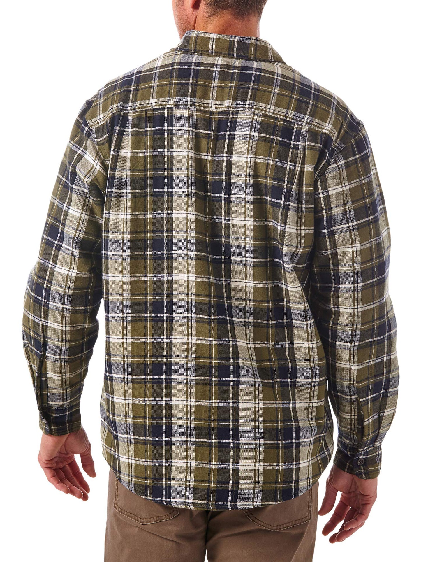 Wrangler Authentics Men's Long Sleeve Sherpa Lined Shirt Jacket, Olive Sky, Small