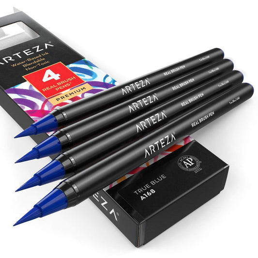 Arteza Real Brush Pens®, True Blue A168 - 4 Pack