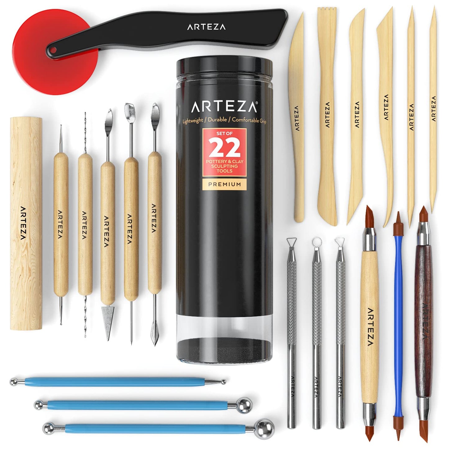 Arteza Pottery and Clay Sculpting Tools - Set of 22