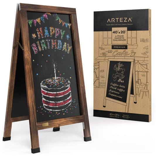 Arteza A-Frame Magnetic Chalkboard, Double-Sided, 40" x 20"