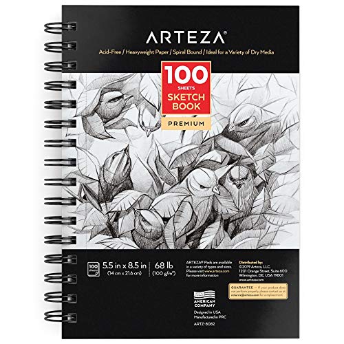 Arteza Sketchbook, 5.5" x 8.5", 100 Sheets