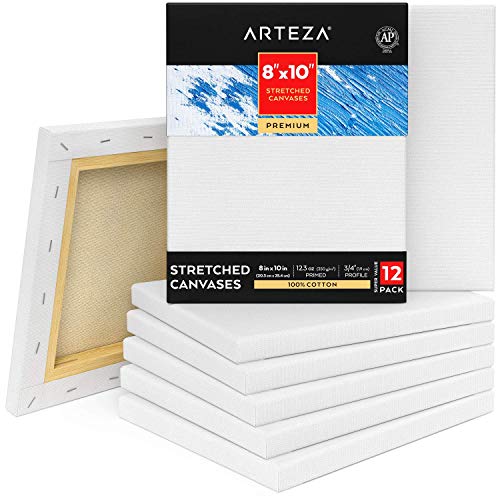 Arteza Premium Stretched Canvas, 8" x 10" - Pack of 12