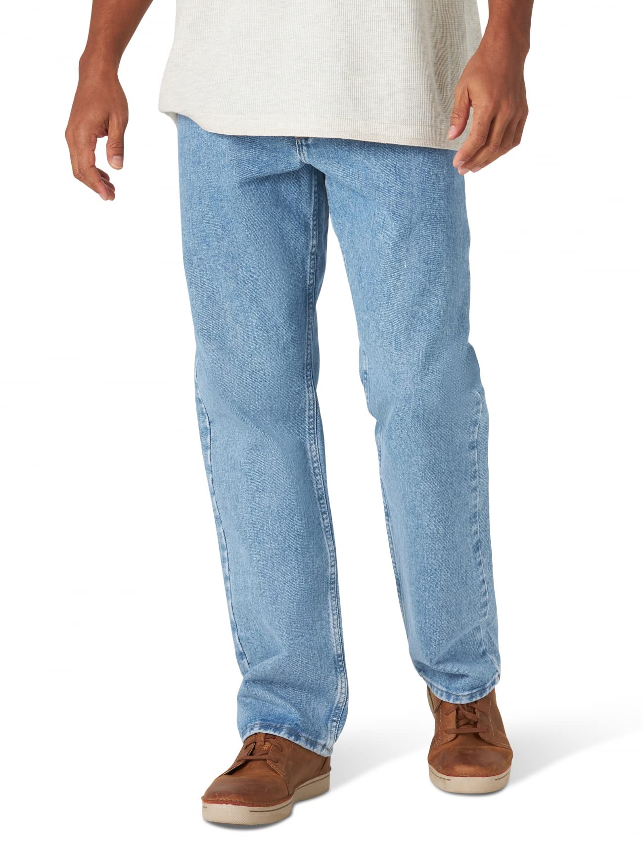 Wrangler Authentics Men's Classic 5-Pocket Relaxed Fit Cotton Jean, Stone Bleach, 33W x 32L