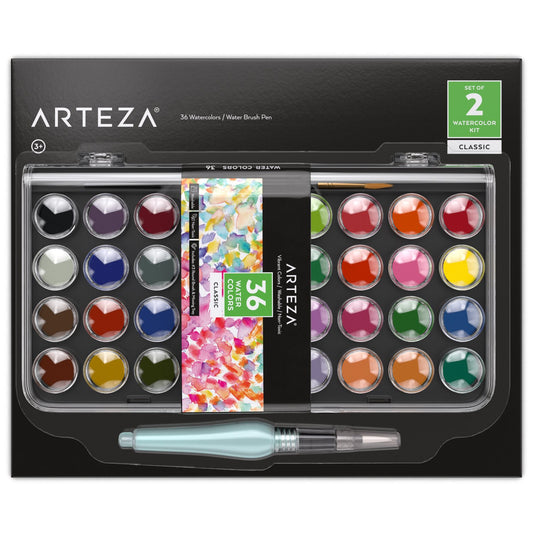 Arteza Watercolor Kit- 36 Colors + 1 Water Brush Pen