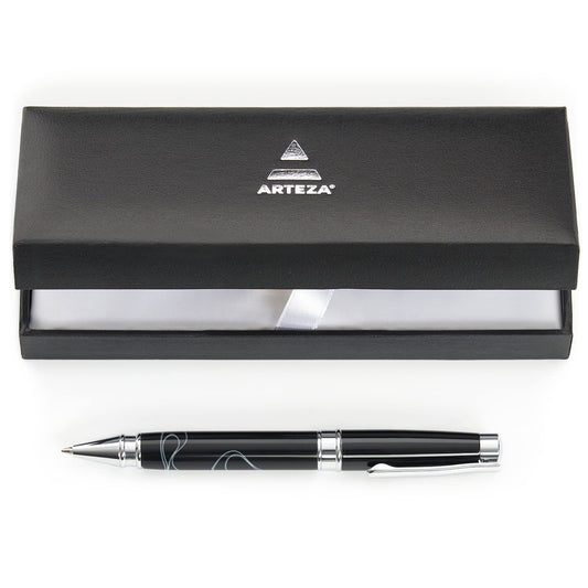 Arteza Ballpoint Pen Gift Set, Black Ink, Silver & Metal Pen