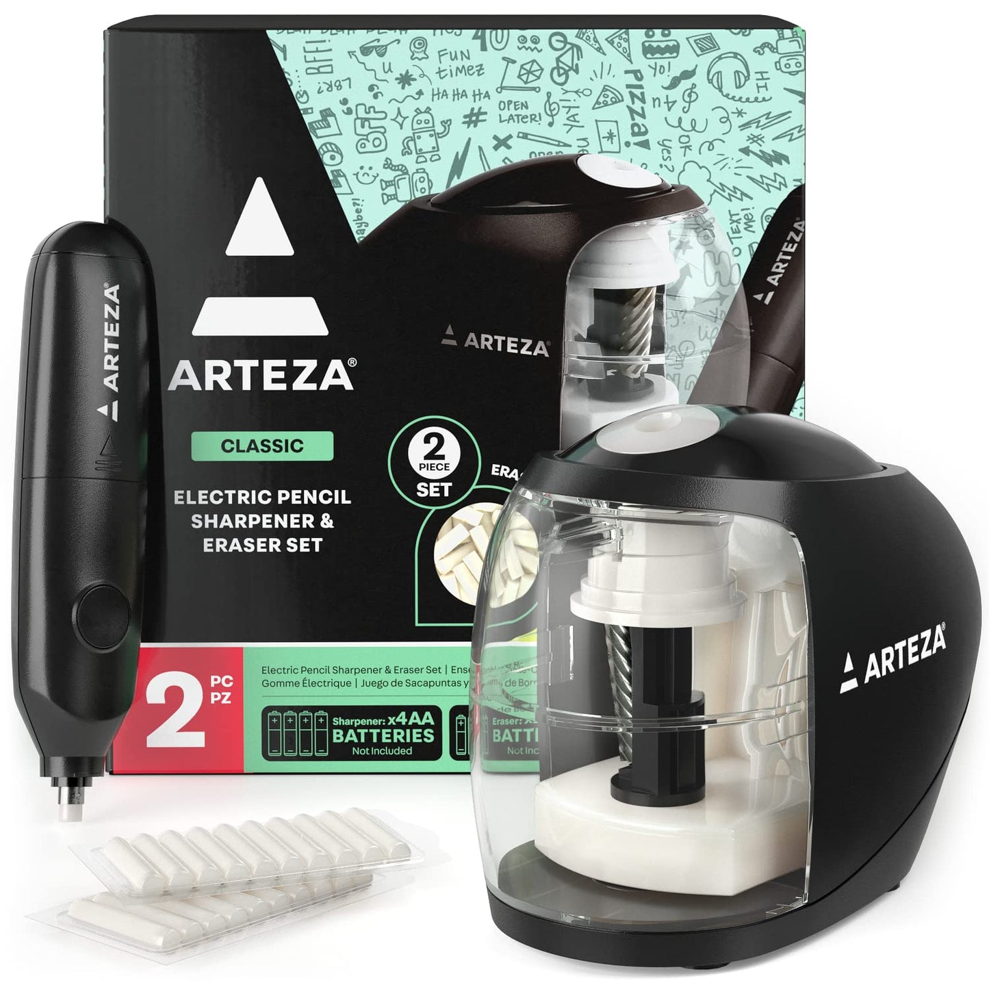 Arteza Pencil Sharpener & Electric Eraser Set