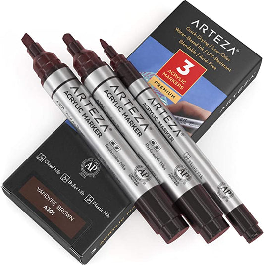 Arteza Acrylic Markers, Vandyke Brown A301 - 3 Pack