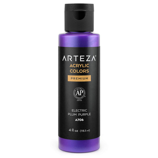 Arteza Iridescent Acrylic Paint, 4oz Bottle - Electric Plum Purple A706