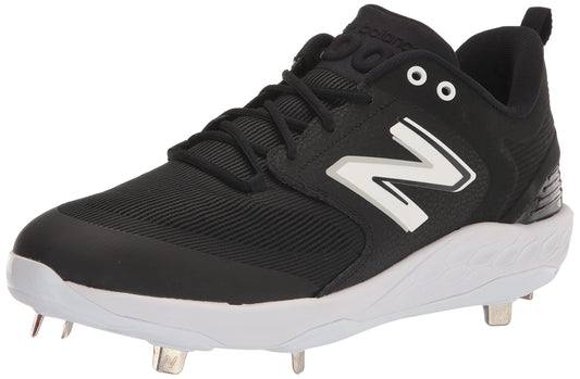 New Balance Men's Fresh Foam X 3000 V6 Metal Baseball Shoe, Black/White, 7 Wide