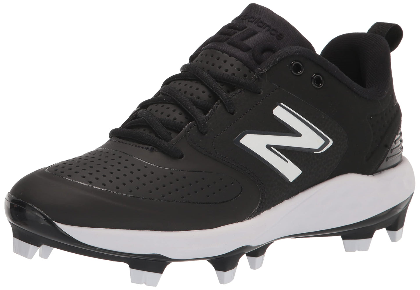 New Balance Women's Fresh Foam Velo V3 Molded Softball Shoe, Black/White, 11 Wide
