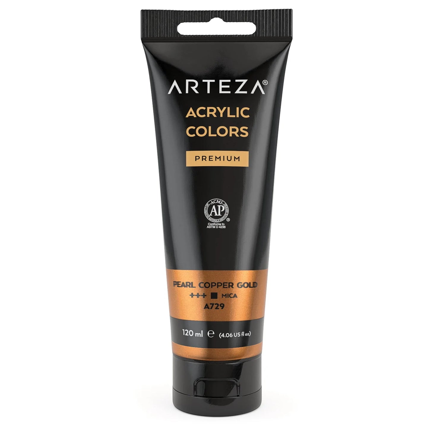 Arteza Metallic Acrylic Paint, 4oz Tube - Pearl Copper Gold A129