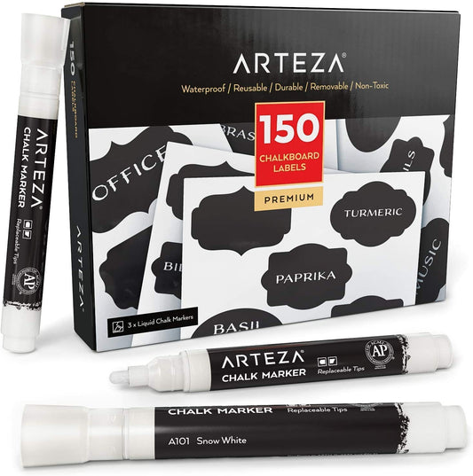 Arteza Chalkboard Markers & Sticker Sets - White